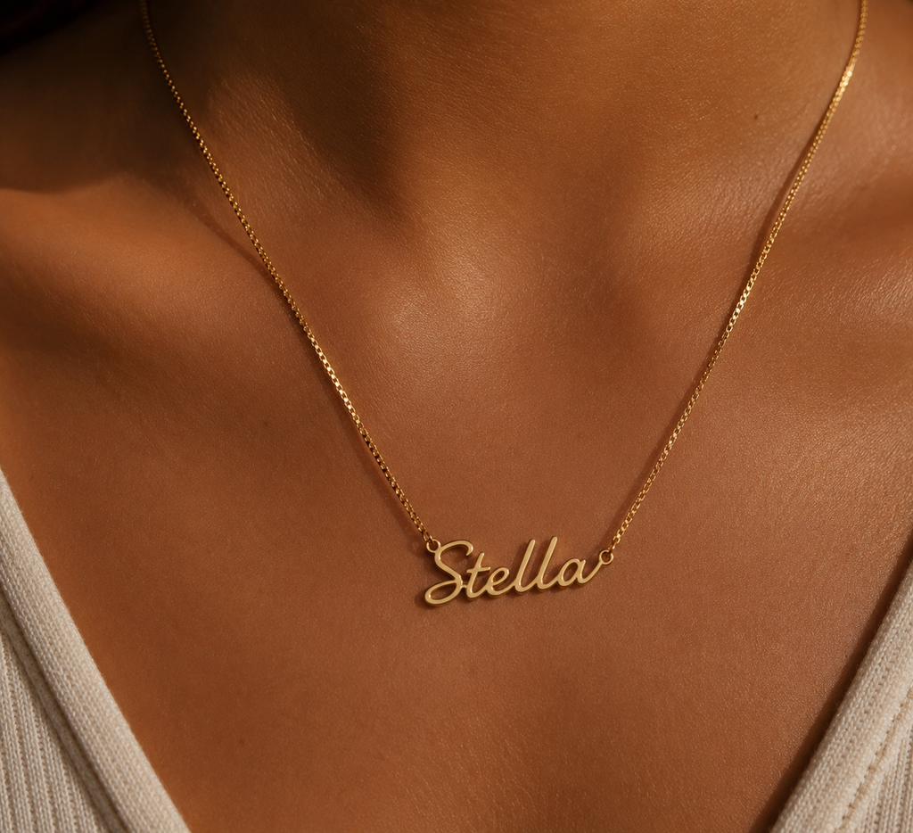 The Stella Name Necklace – Personalized Box Chain Necklace