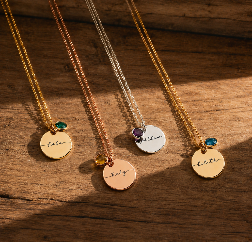 The Willow - Engraved Birthstone Necklace