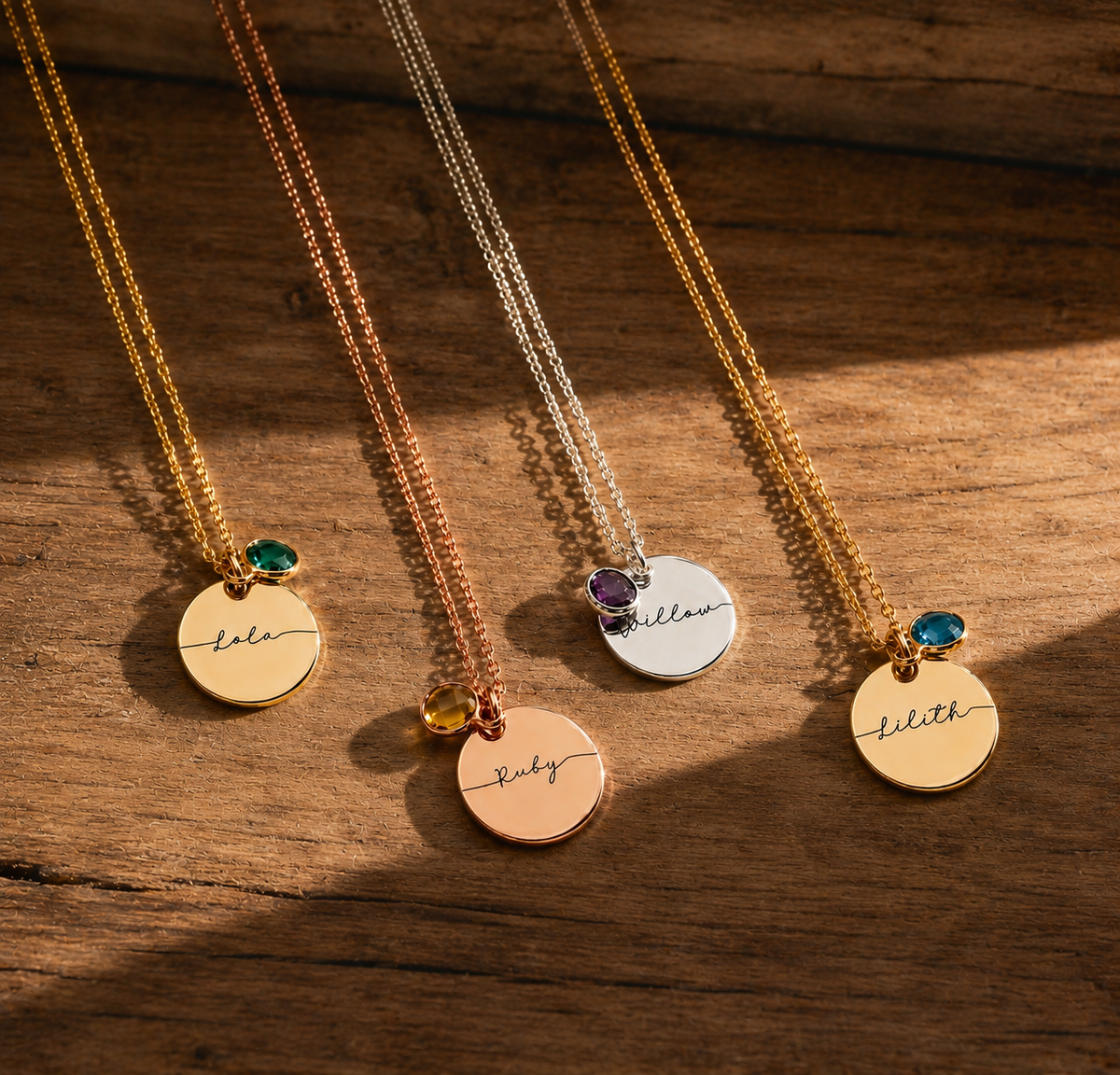 The Willow - Engraved Birthstone Necklace
