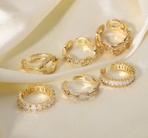 Baguette Arc Ring – Gold Plated Zircon