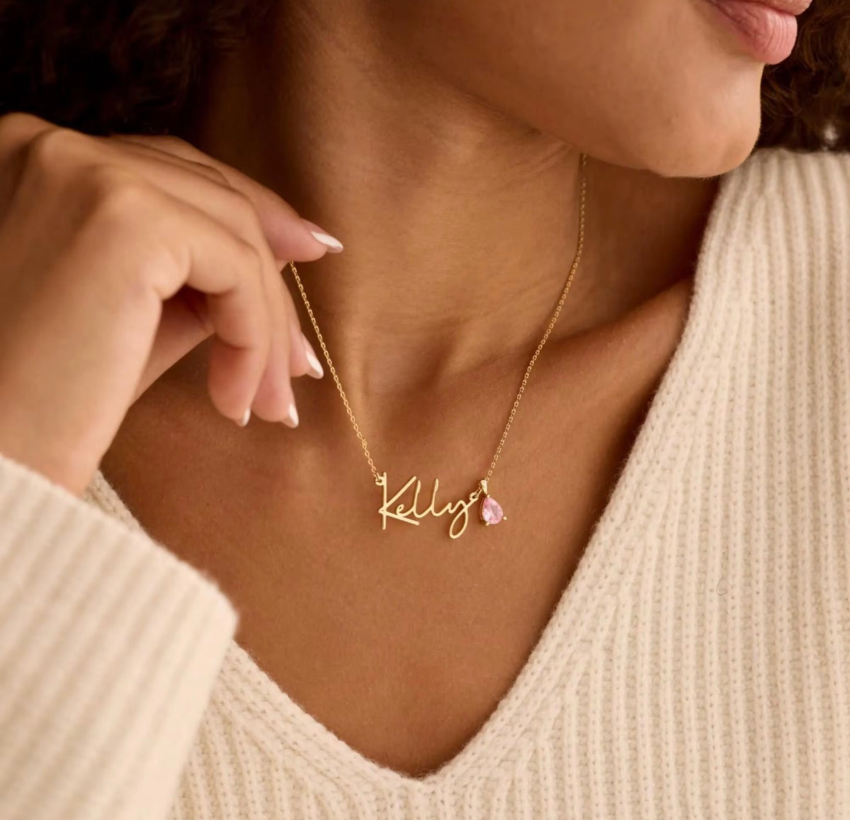 The Amaya Birthstone Name Necklace – Personalized