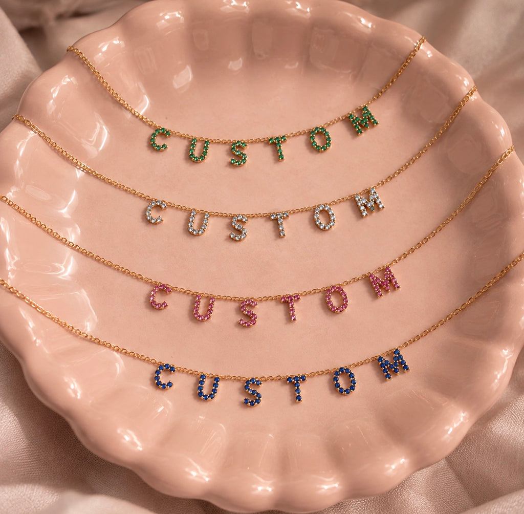 The Lola Name Necklace – Color Crystal Letters