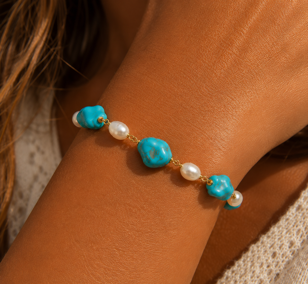 The Selma Turquoise & Pearl Bracelet