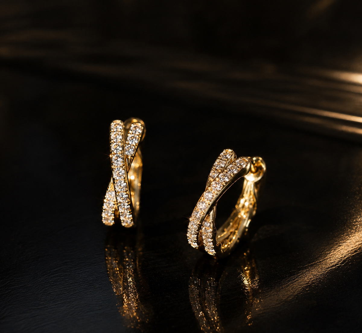 The Jolene Hoops – Crossover Pavé Earrings