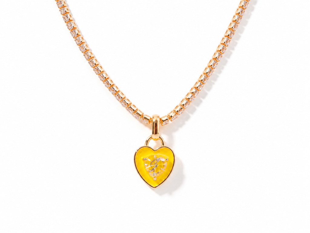 The Lovergirl Tennis Heart Necklace – Yellow