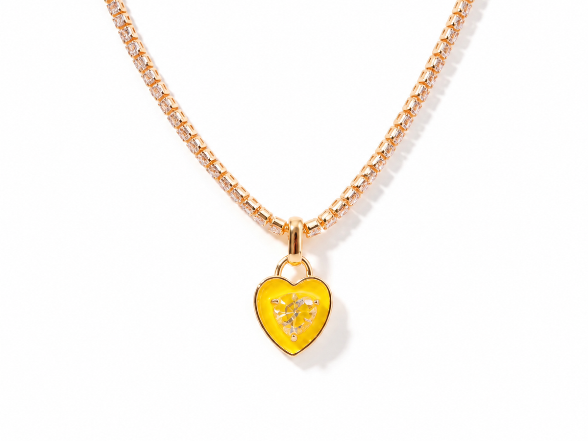 The Lovergirl Tennis Heart Necklace – Yellow