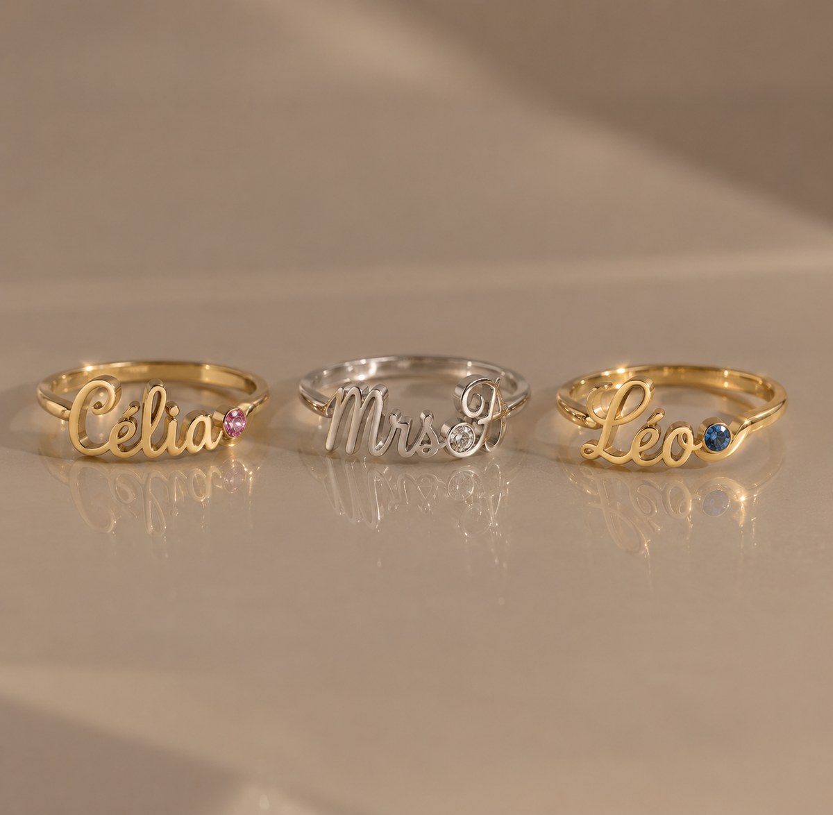 The Celia Birthstone Name Ring – Personalized