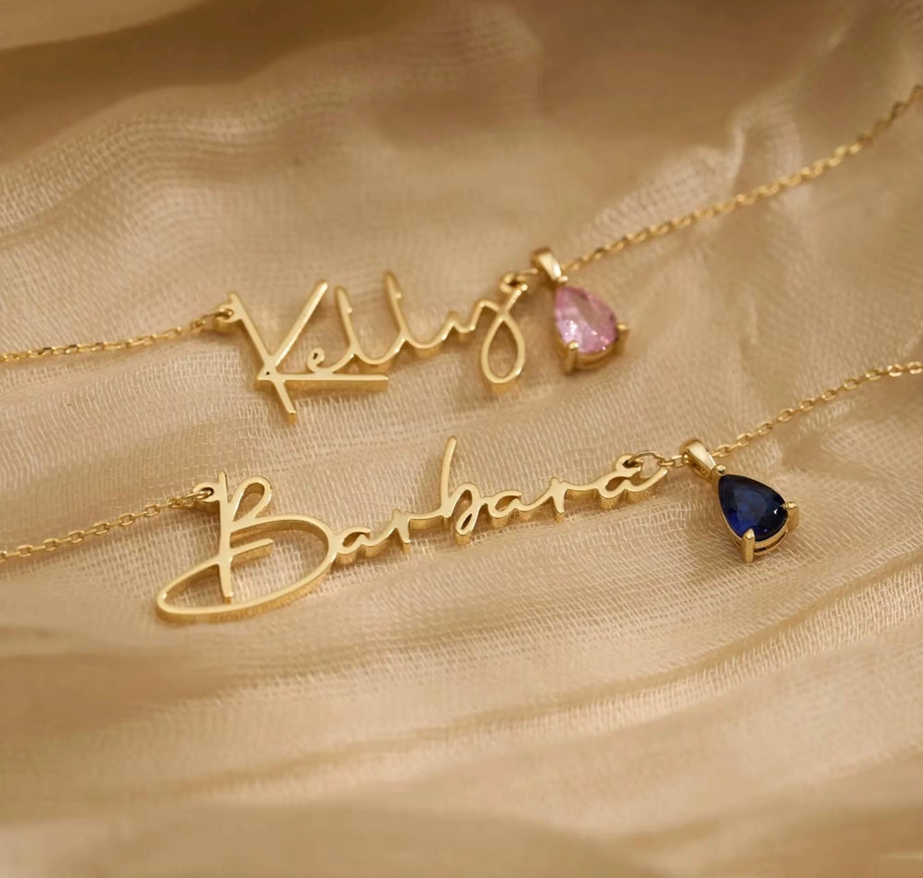 The Amaya Birthstone Name Necklace – Personalized