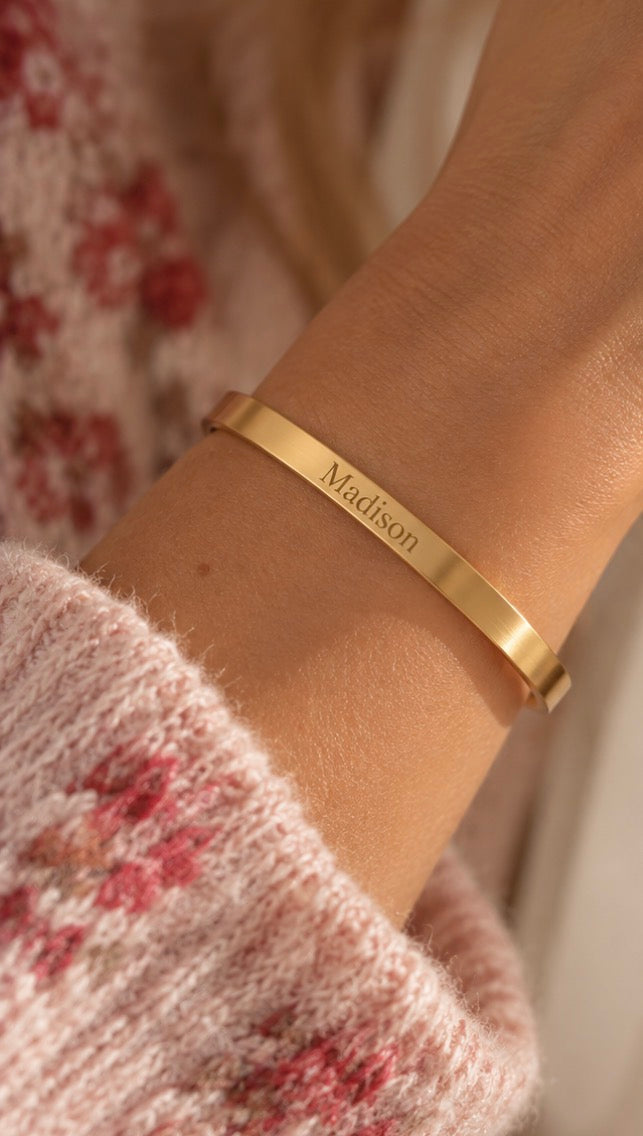The Quinn Engraved Cuff – Personalized Coordinates & Name