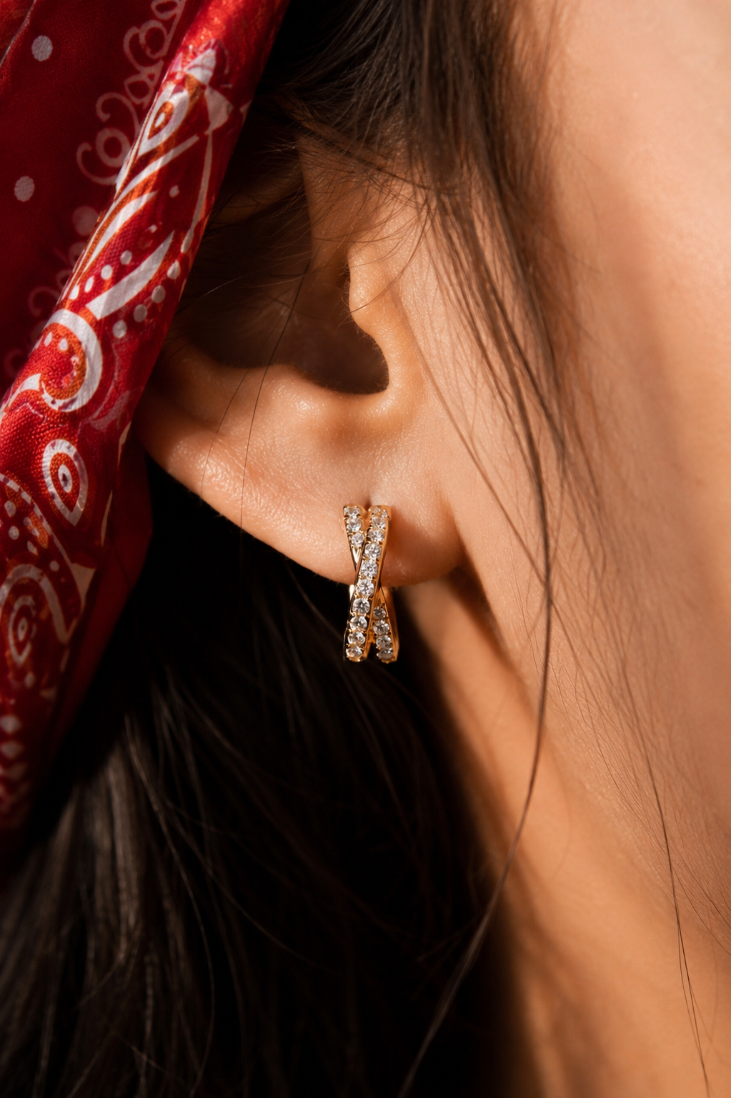 The Jolene Hoops – Crossover Pavé Earrings
