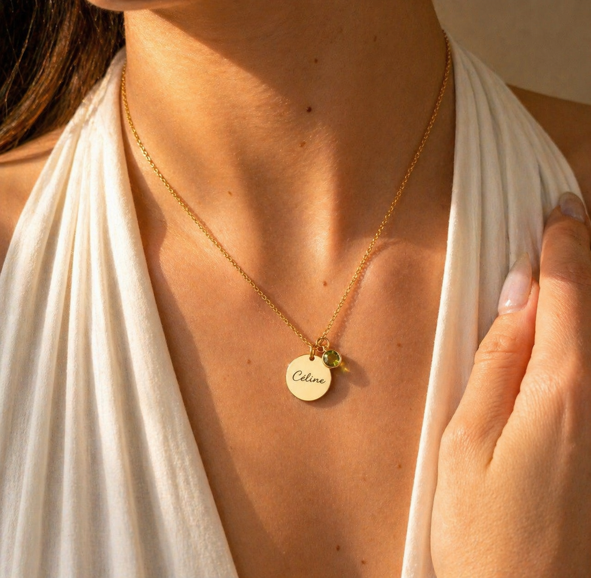 The Willow - Engraved Birthstone Necklace