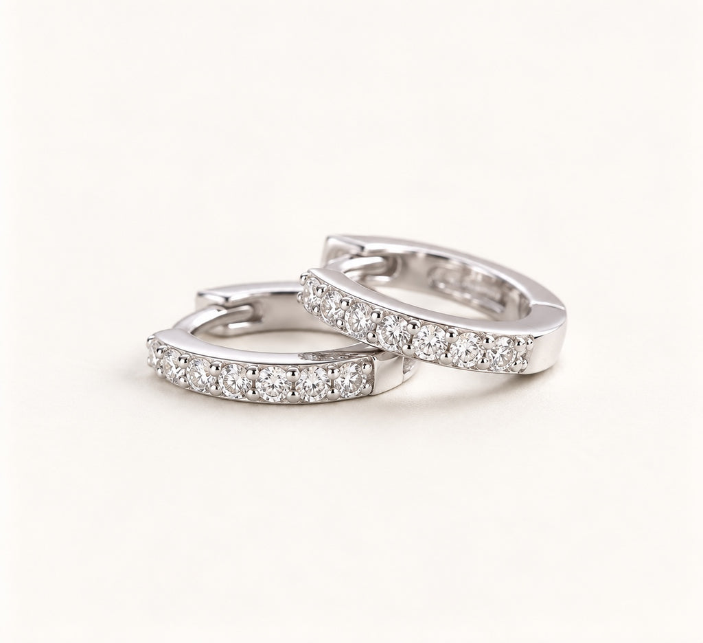 Noelle pavé huggie earrings ivory studio