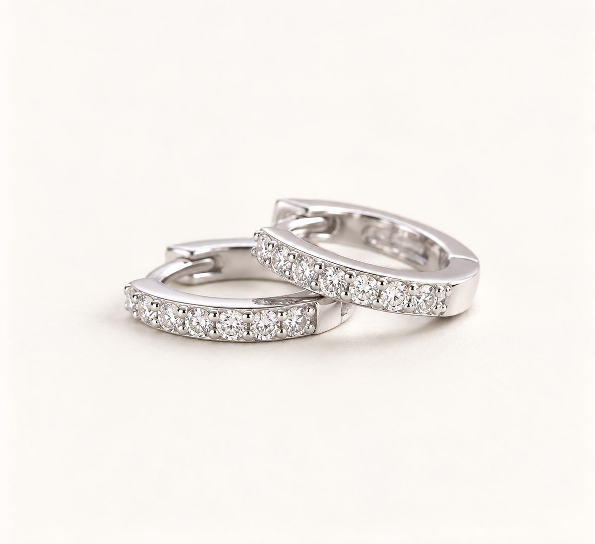 Noelle pavé huggie earrings ivory studio
