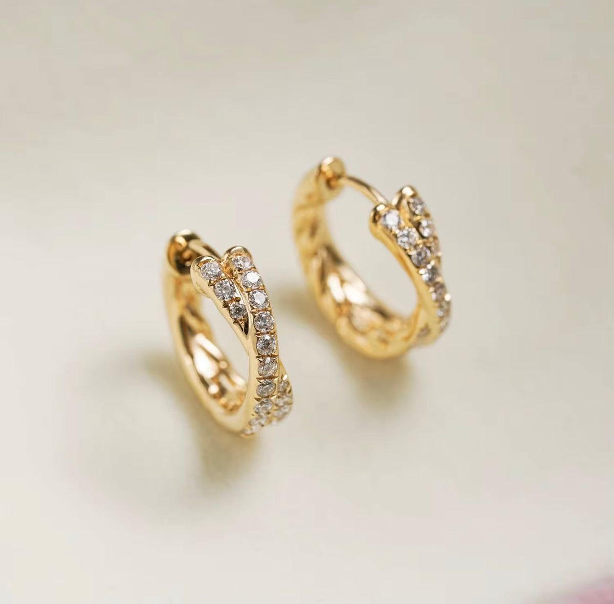 The Jolene Hoops – Crossover Pavé Earrings
