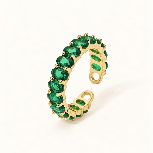 Gemline Oval Zircon Ring – Adjustable 18K Gold Plated Stainless Steel