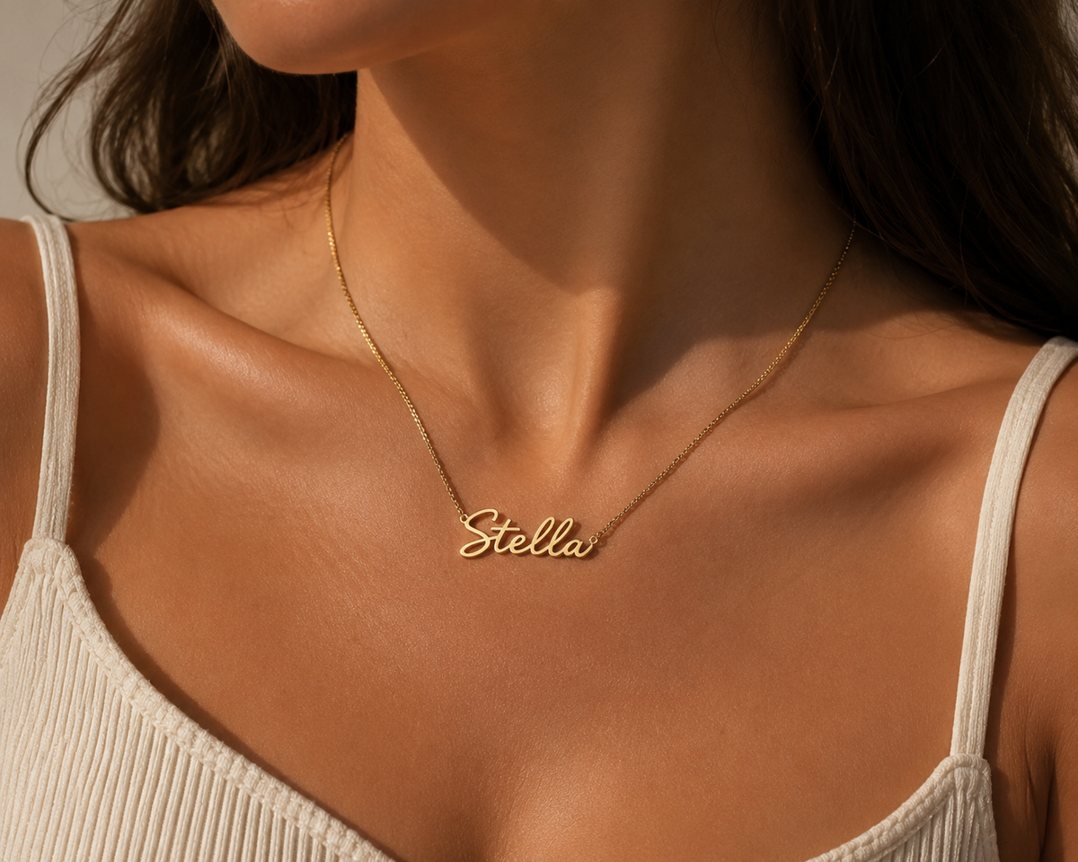 The Stella Name Necklace – Personalized Box Chain Necklace