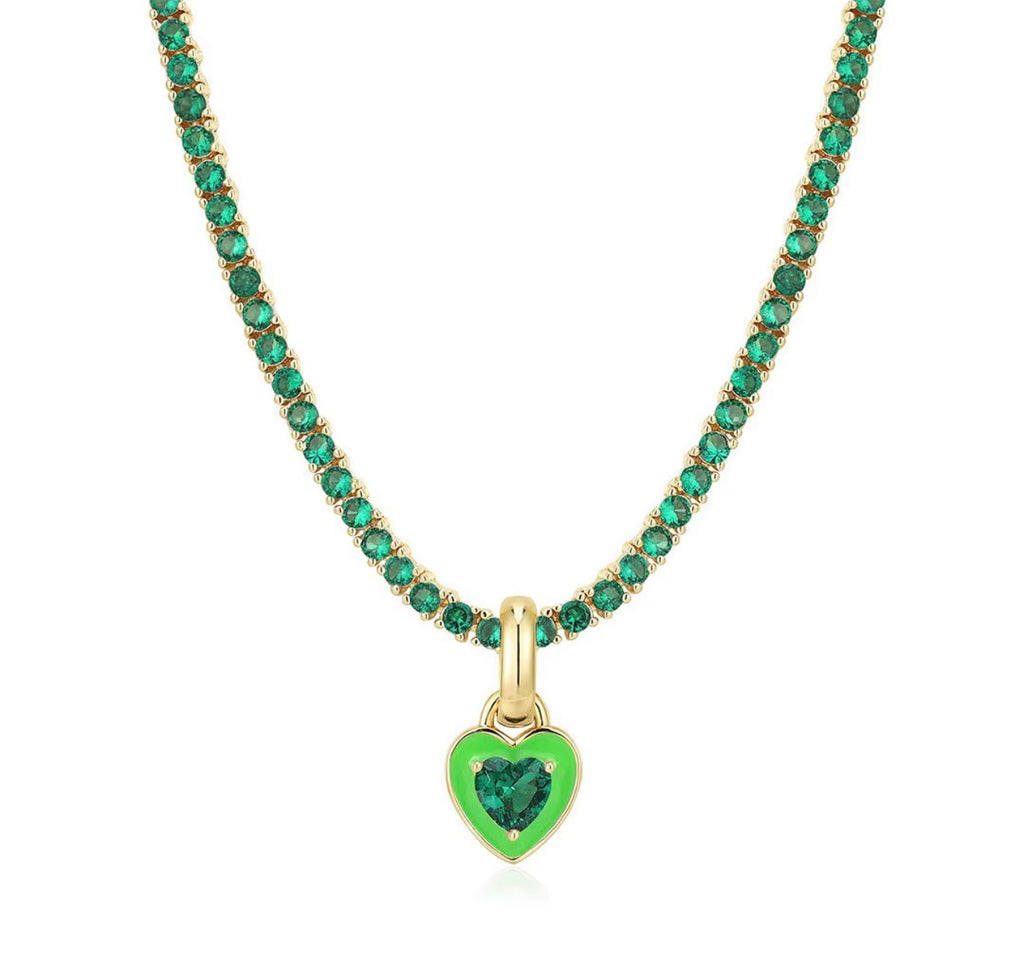 The Lovergirl Tennis Heart Necklace – Green