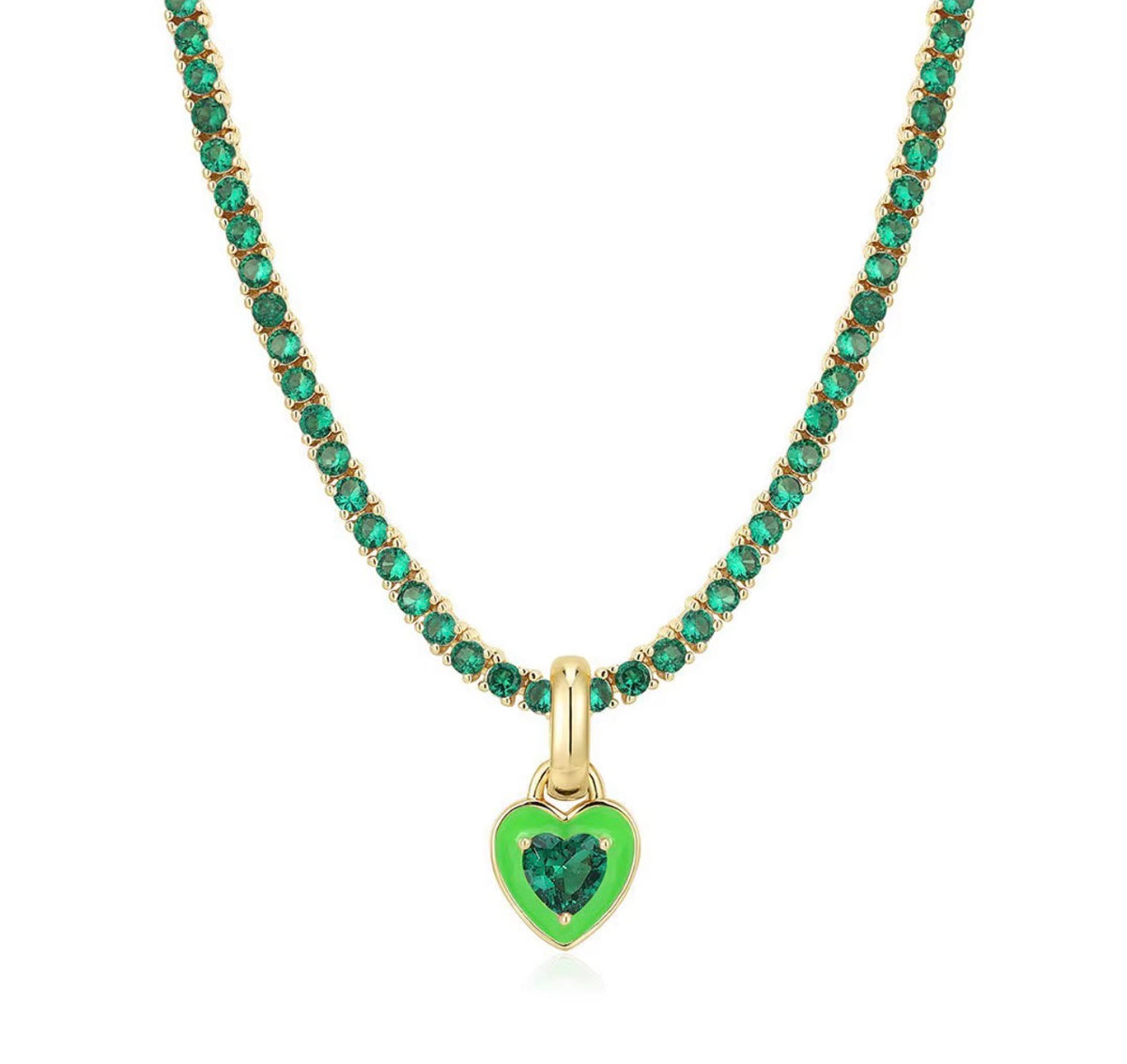 The Lovergirl Tennis Heart Necklace – Green