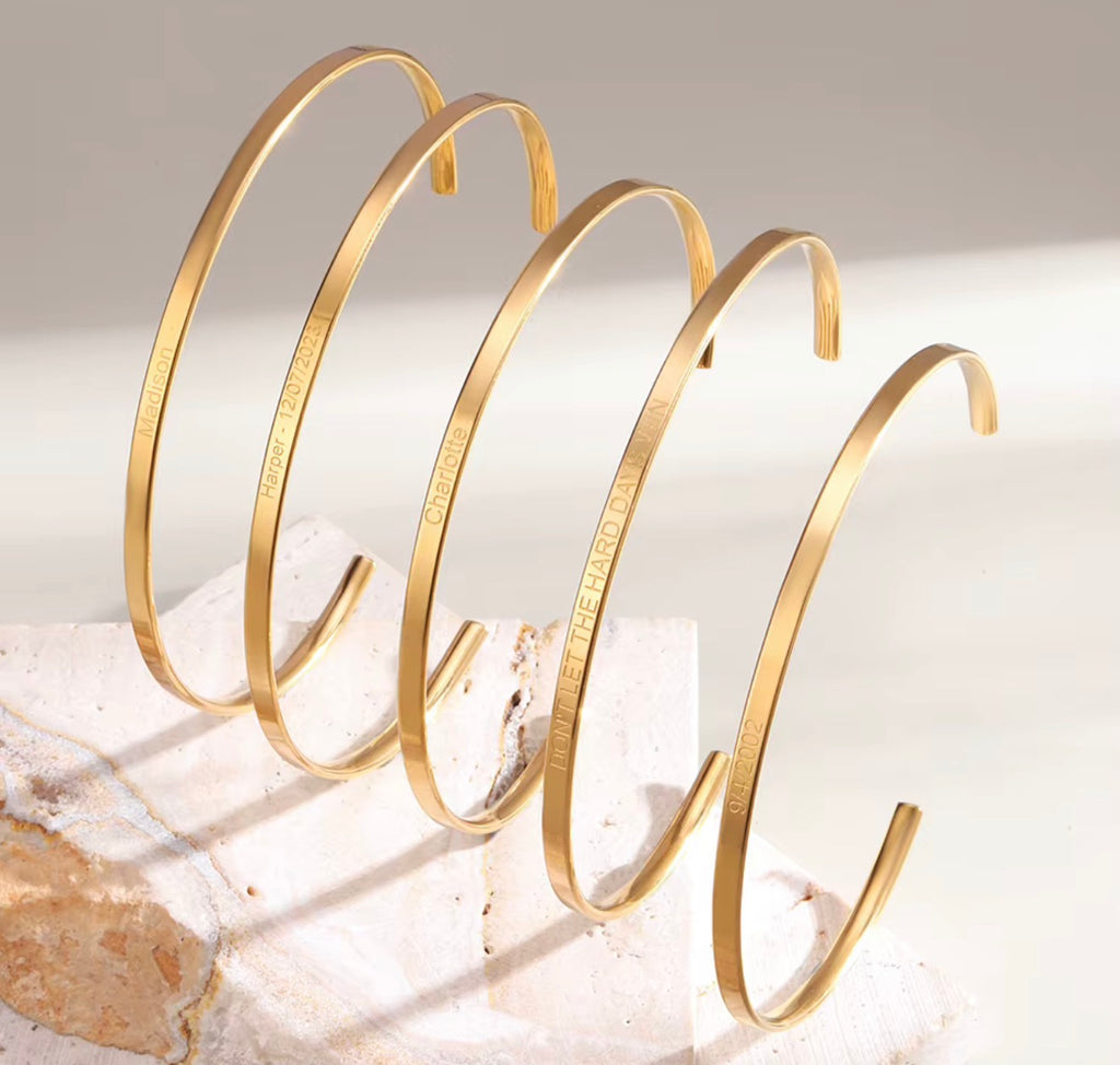 The Quinn Engraved Cuff – Personalized Coordinates & Name