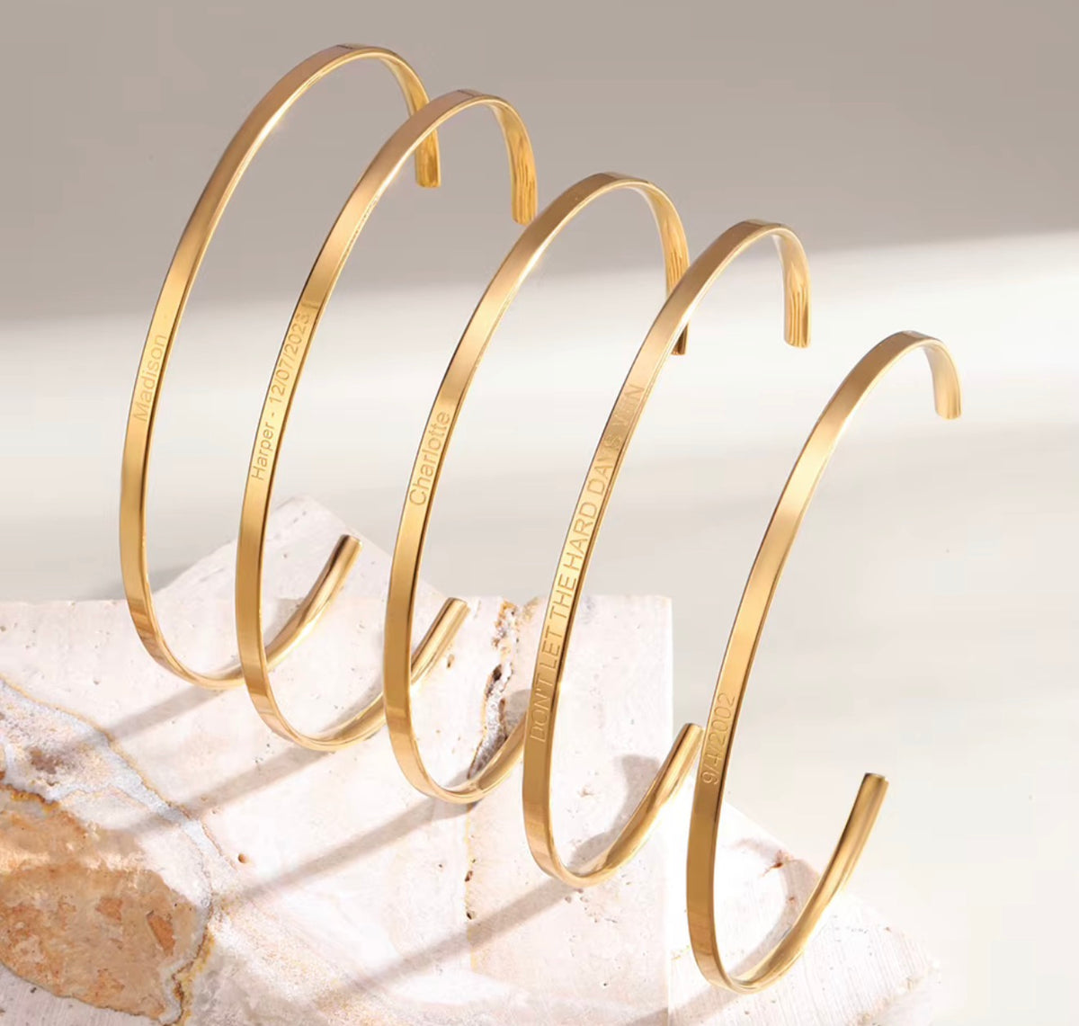 The Quinn Engraved Cuff – Personalized Coordinates & Name