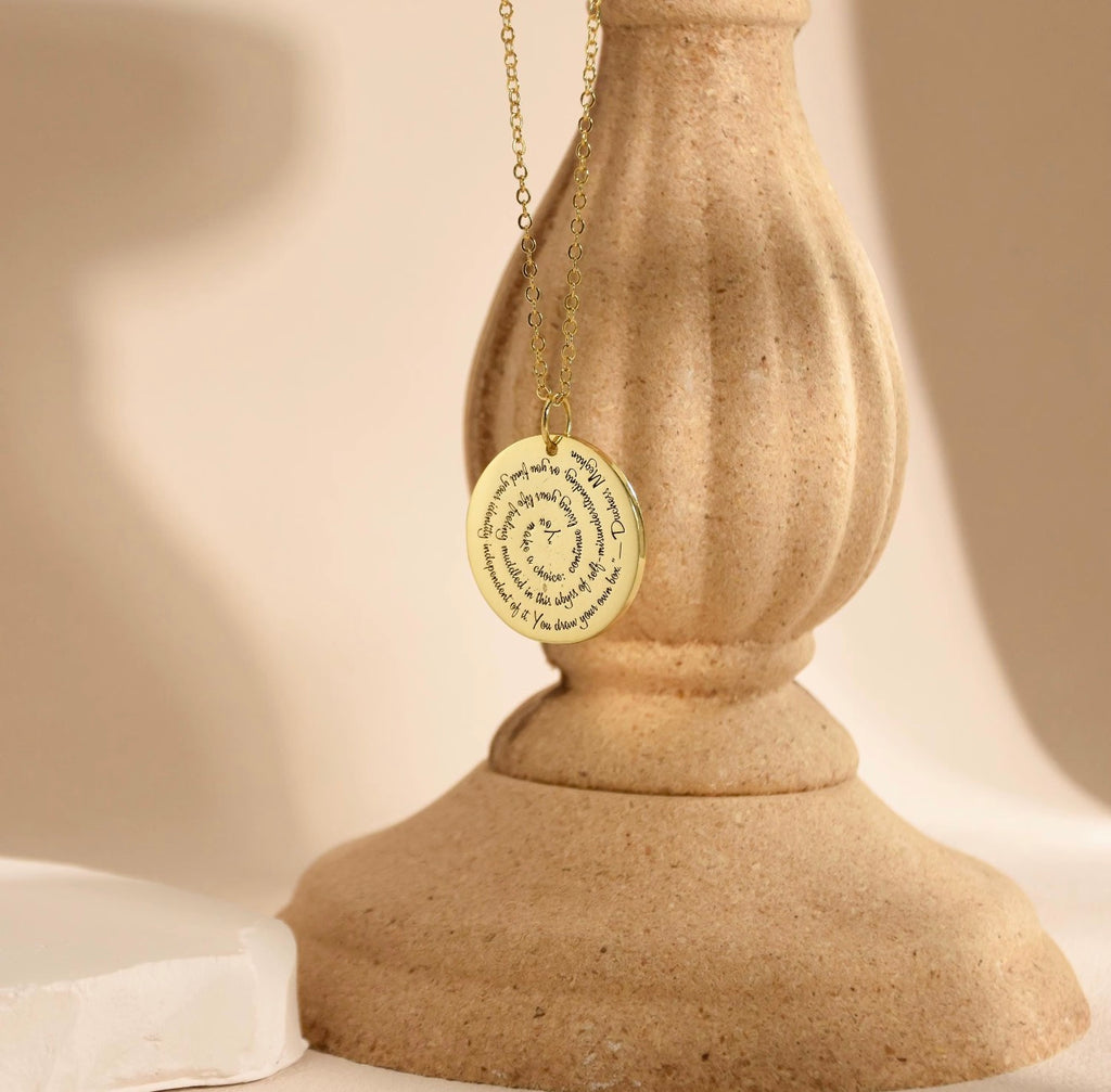 The Marla Spiral Message Necklace – Personalized Engraved Pendant