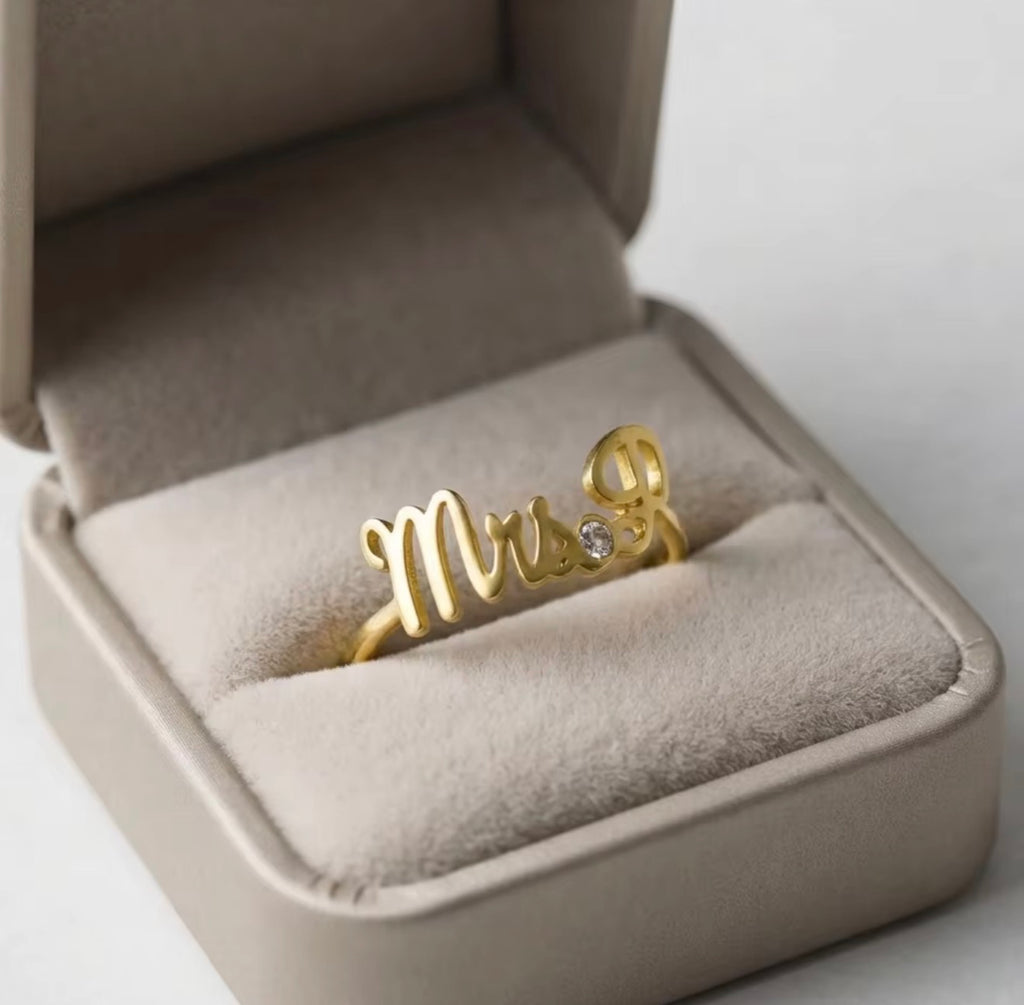 The Celia Birthstone Name Ring – Personalized