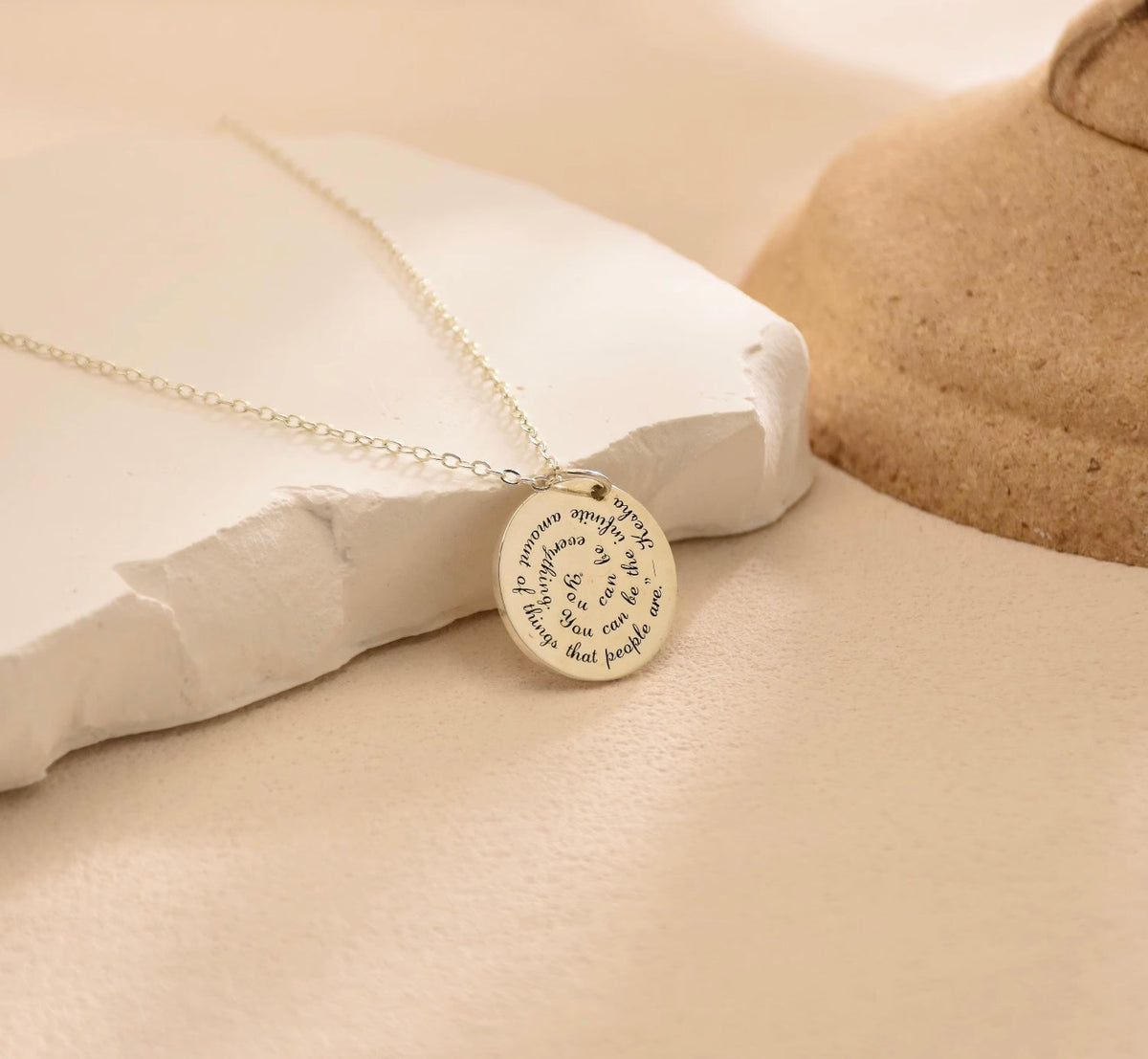The Marla Spiral Message Necklace – Personalized Engraved Pendant
