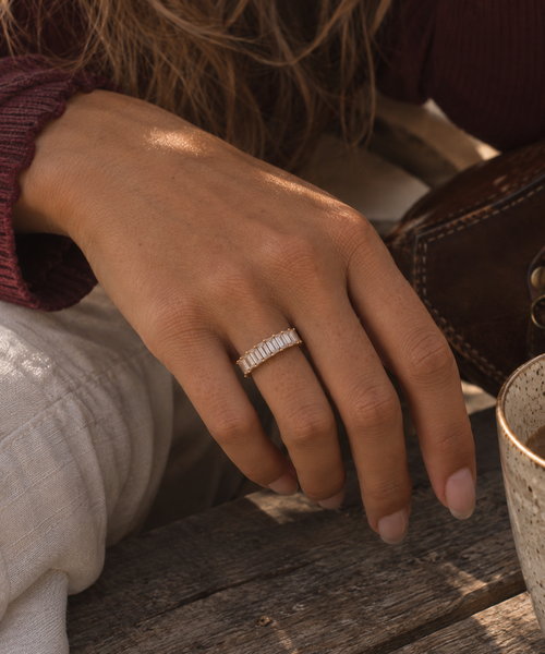 Baguette Arc Ring – Gold Plated Zircon
