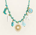 Vue originale du collier Aqua Heart turquoise et doré