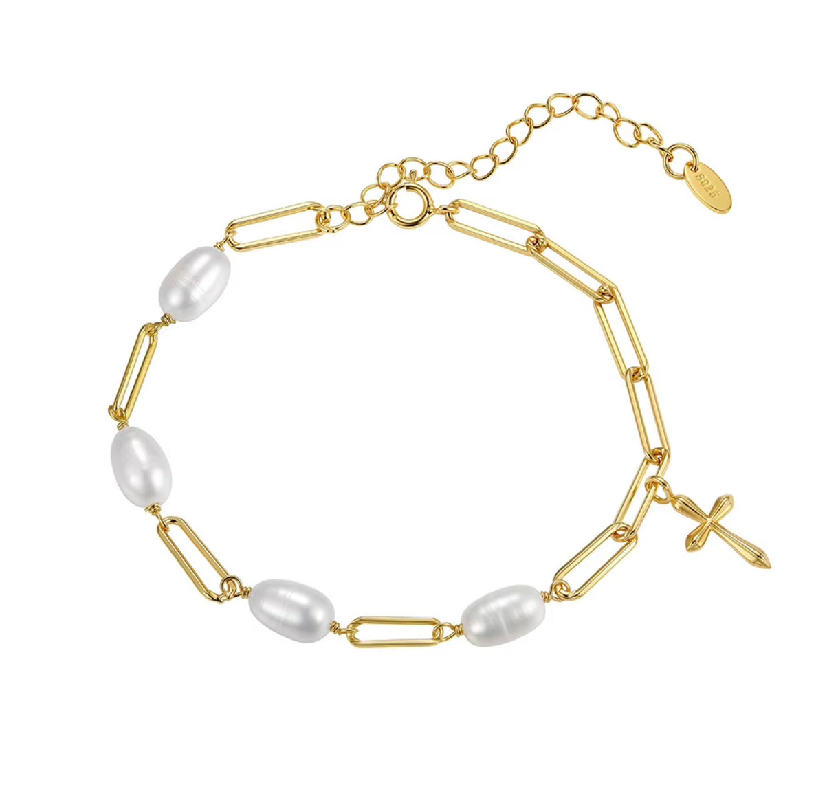 The Abilene Pearl Cross Bracelet