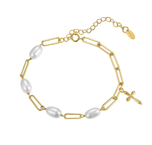 The Abilene Pearl Cross Bracelet
