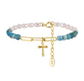 The Marfa Blue Apatite Cross Bracelet