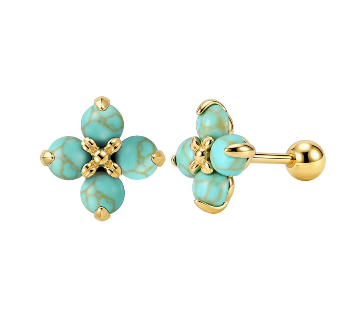 The Canyon Bloom Turquoise Studs in sterling silver 925 with natural turquoise