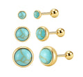 The Santa Fe Turquoise Studs in gold plated sterling silver