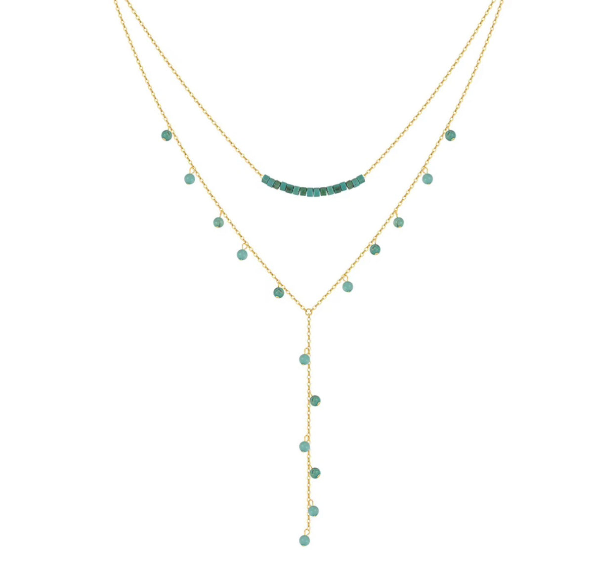 The Taos Turquoise Layered Necklace in 925 sterling silver with natural turquoise