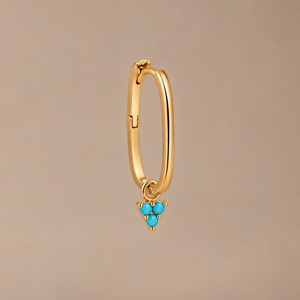 Turquoise drop hoop studio view