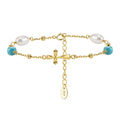 The Canyon Cross Bracelet in sterling silver 925 with turquoise and freshwater pearls