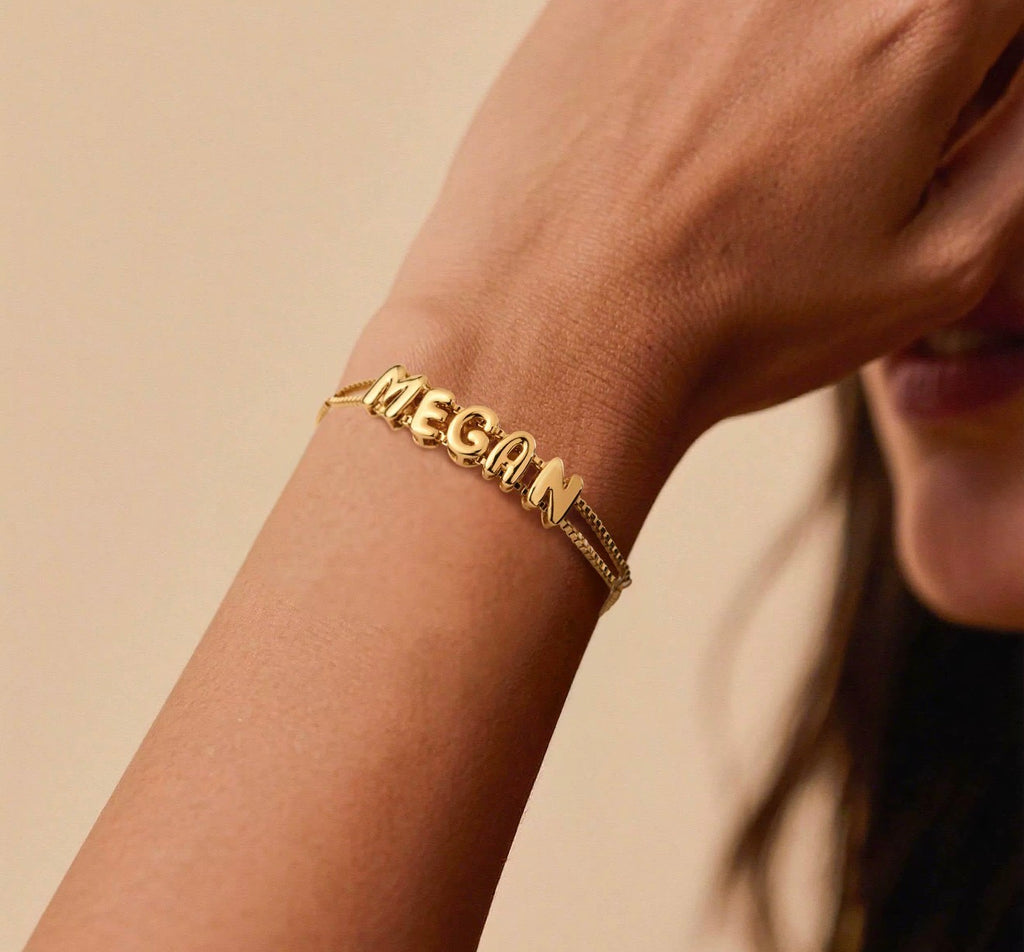 The Bubbly personalized bubble name bracelet in gold with custom name