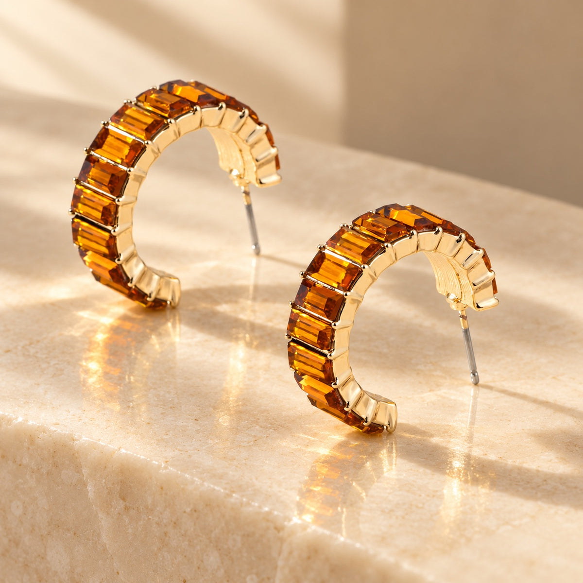 Gemnel hoops - amber crystal