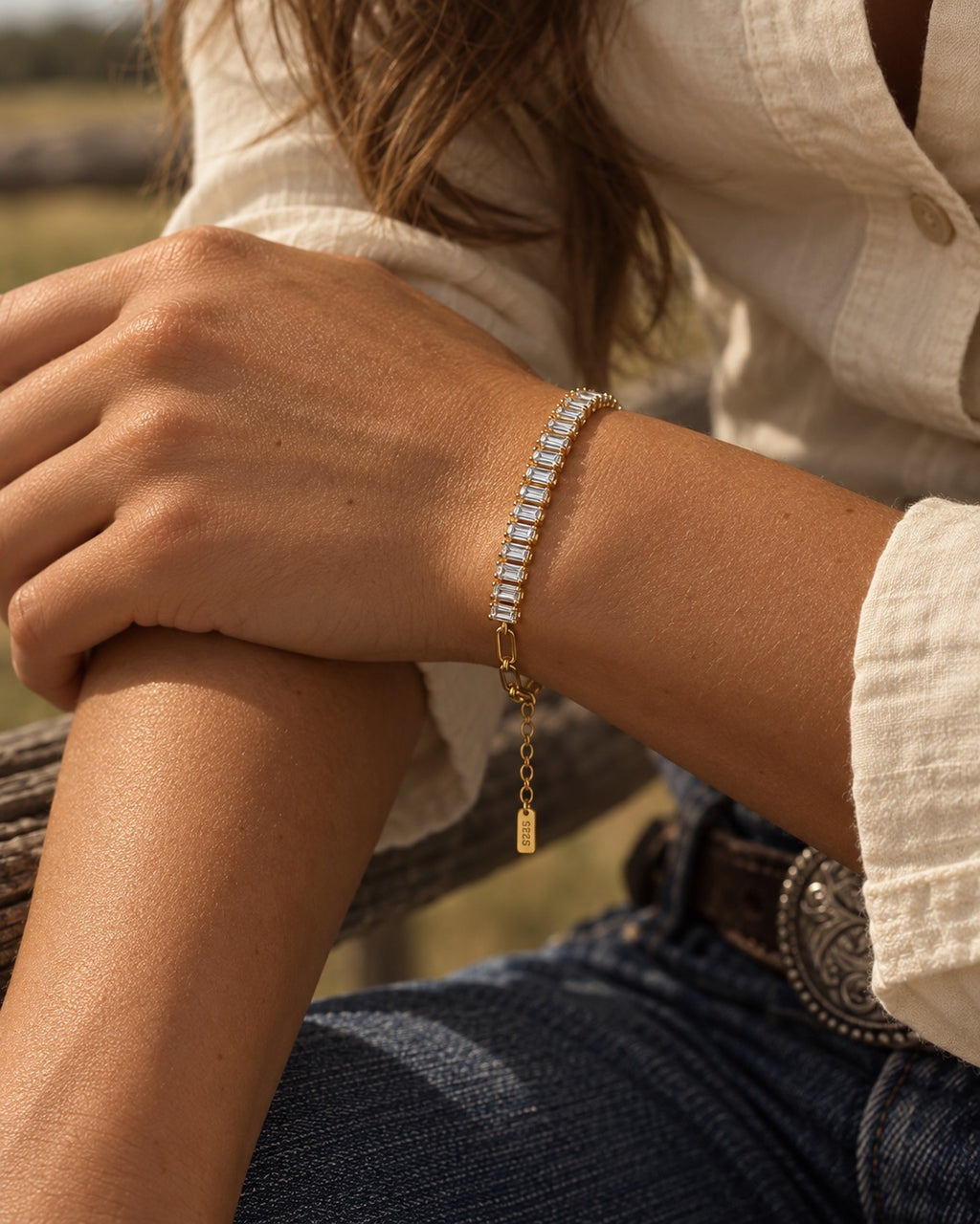 The Lucienne Fine Bracelet worn in gold
