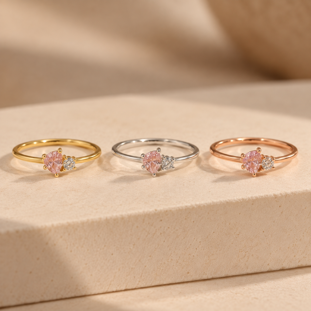 Mama & Baby birthstone ring in gold silver and rose gold