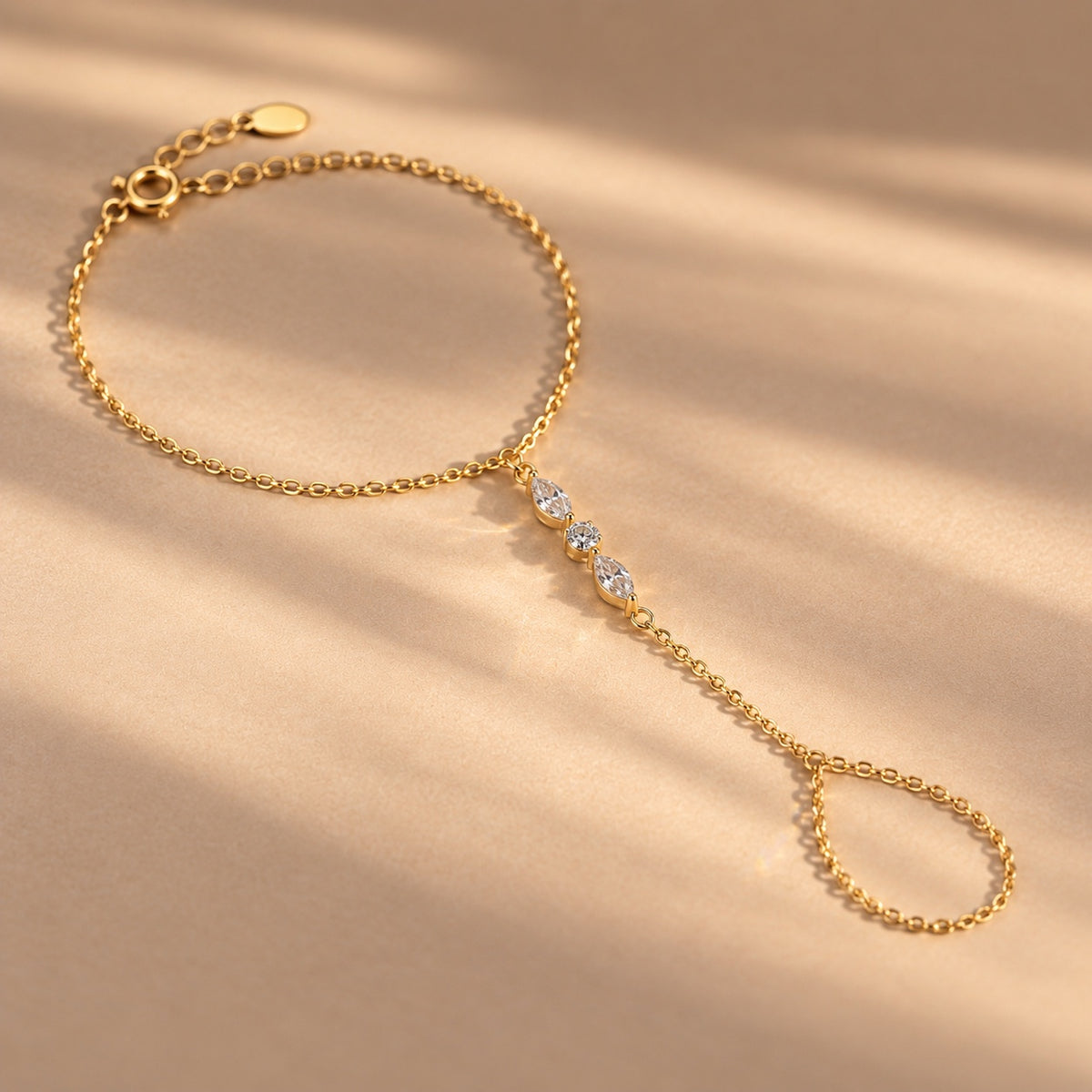 The Elara Hand Chain in gold