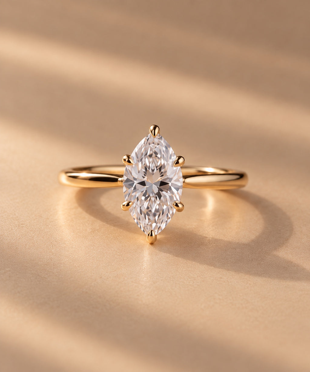 Mara Marquise Ring gold – rear setting detail