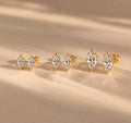 Marquise stud earrings in three sizes – gold
