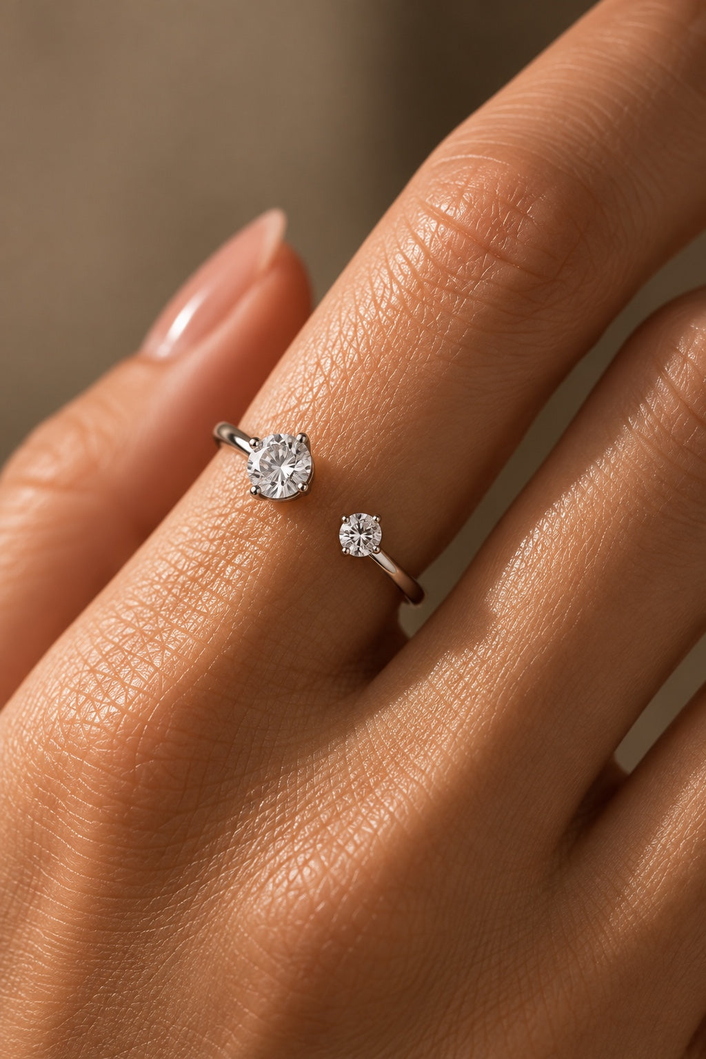 Lumi Two-Stone Ring silver macro