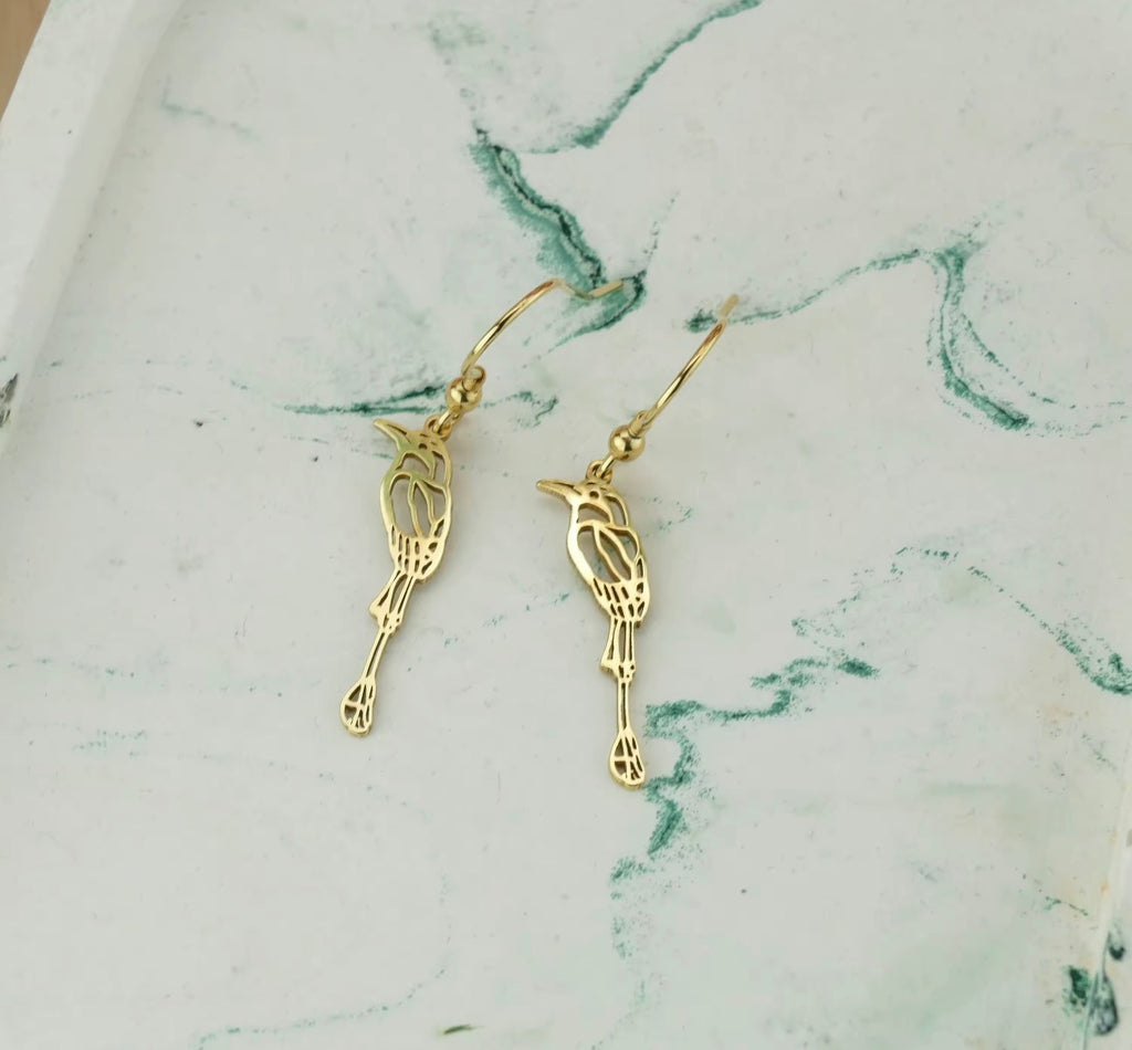 Gold personalized drawing earrings shaped from original artwork