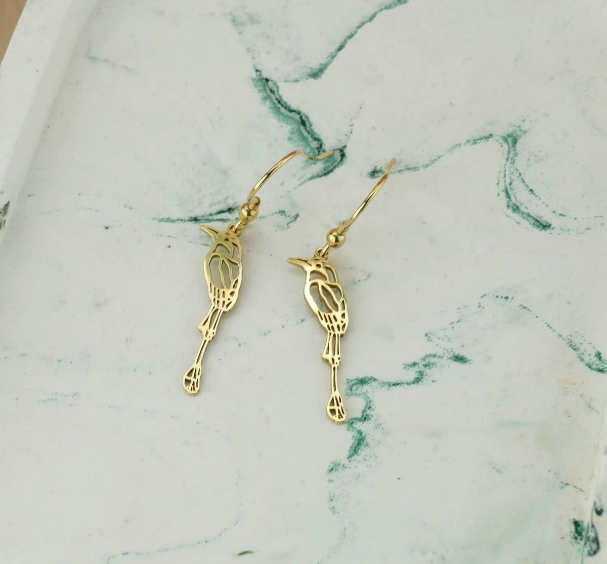 Gold personalized drawing earrings shaped from original artwork