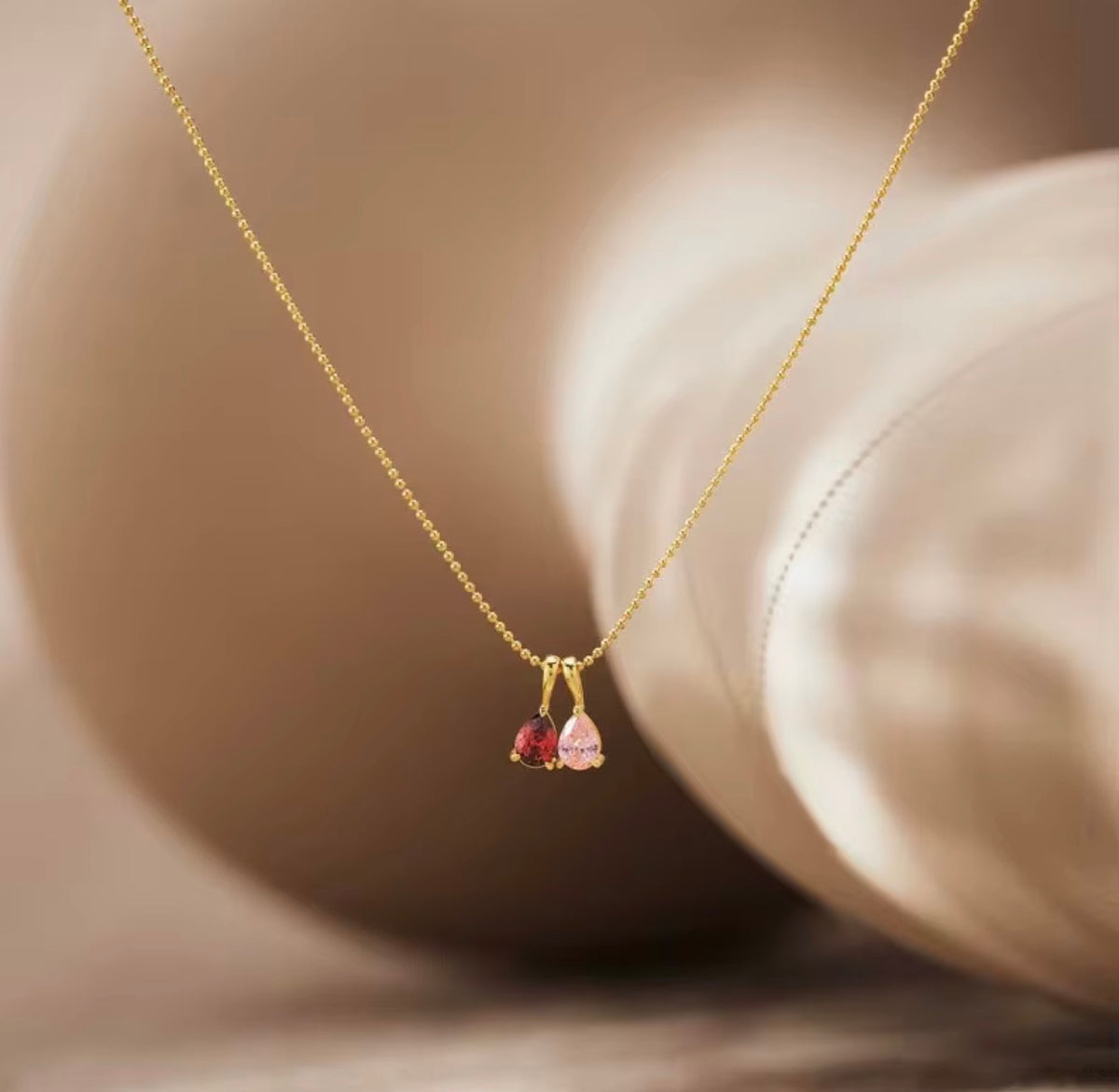 The Rosie personalized birthstone necklace with two teardrop stones