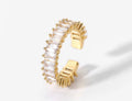 Gold Baguette Arc Ring with clear zircon stones