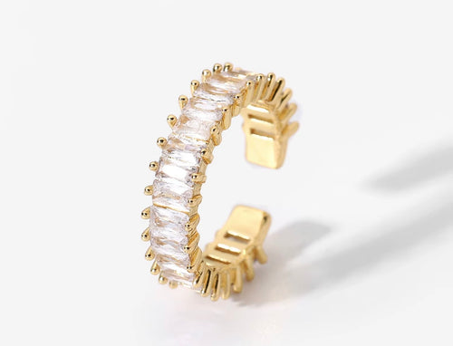 Gold Baguette Arc Ring with clear zircon stones